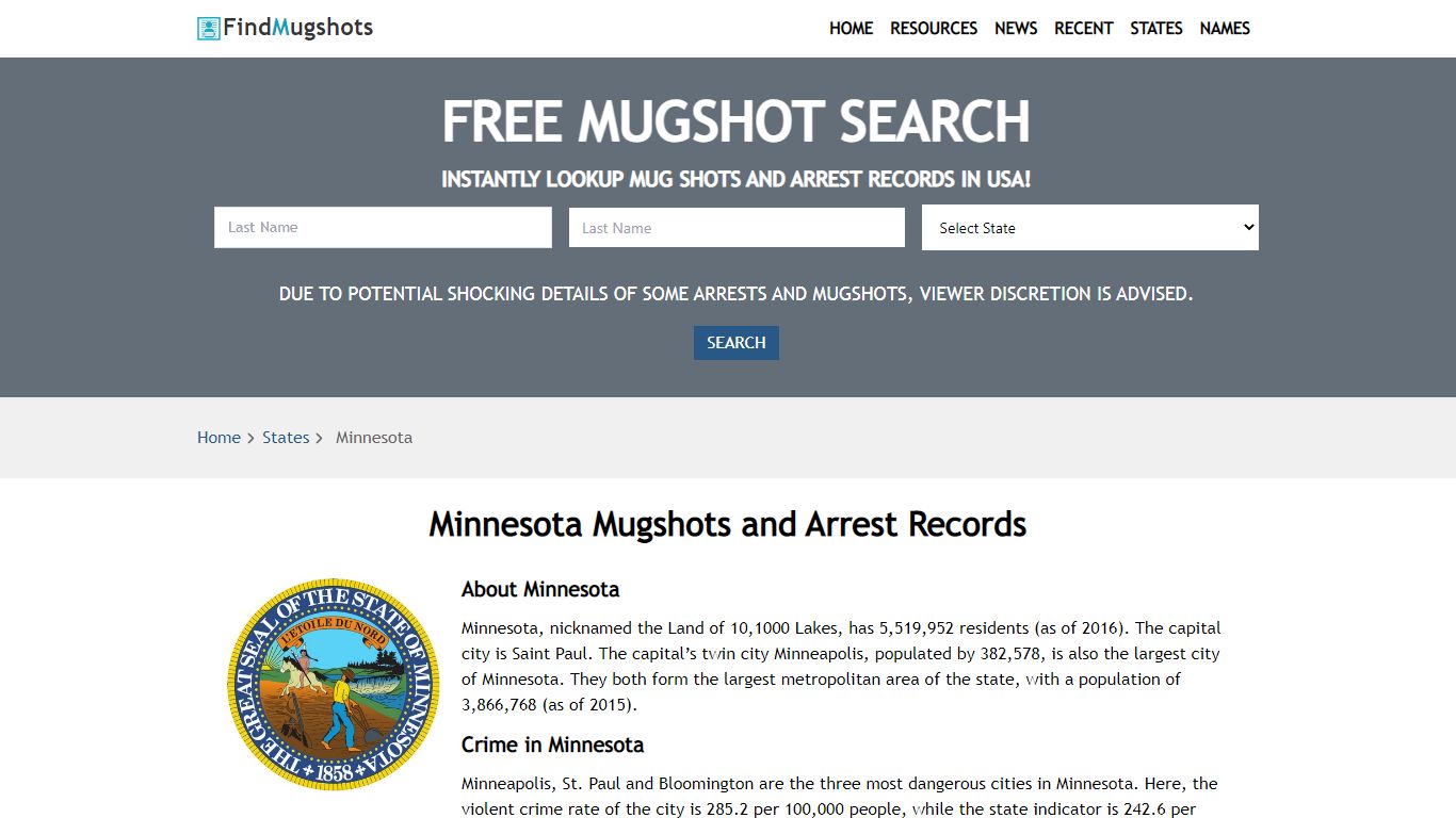 Find Minnesota Mugshots - Find Mugshots