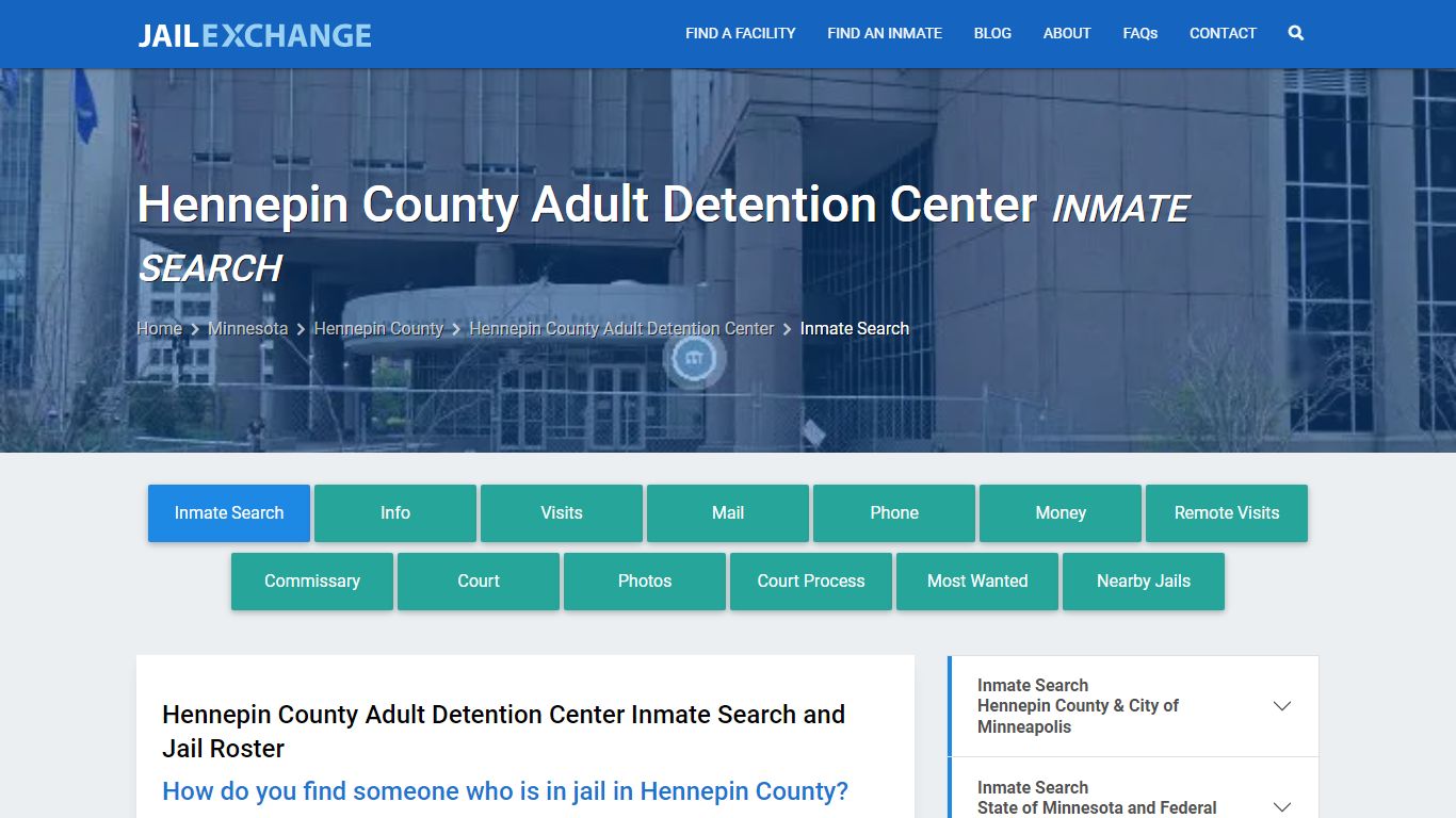 Hennepin County Adult Detention Center Inmate Search - Jail Exchange